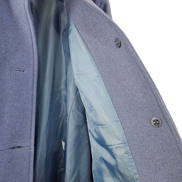 Talbots Blue Triple Button OVERSIZED Wool Blend Pea Coat womens size 16 PETITE - Picture 4 of 8
